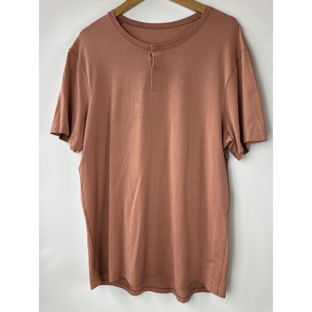 Lululemon 5 Year Basic Short Sleeve Henley Sedona Sunset Stretch Men's L/XL? - Picture 16 of 16